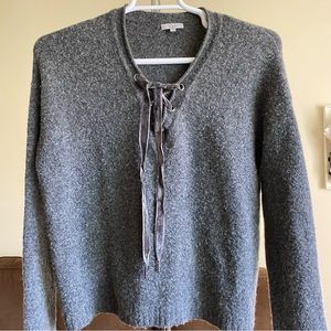 Rails | Charcoal Amelia Wool Cashmere Lace Up Sweater Size Small